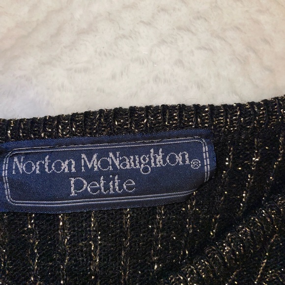 Norton McNaughton Petite. Medium. Black and Gold. Holiday Sweater. - Picture 2 of 6